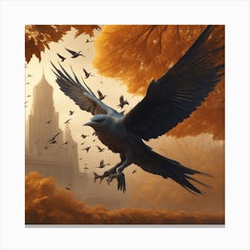 Crow at autumn Canvas Print