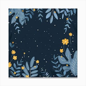 Blue Flowers And Leaves Canvas Print