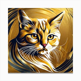 Gold Cat Painting 1 Canvas Print