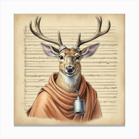 Deer On Music Sheet Canvas Print