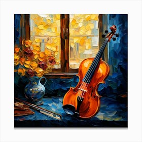 Violin And Flowers Canvas Print