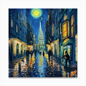 Full Moon City Scene Canvas Print