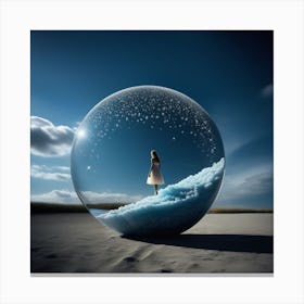Girl In A Glass Ball Canvas Print