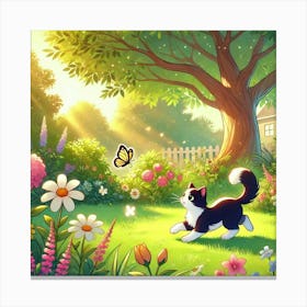 Cat In The Garden Canvas Print