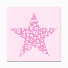Pink Star Leopard Spots Canvas Print