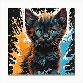 Black Kitten With Blue Eyes Canvas Print