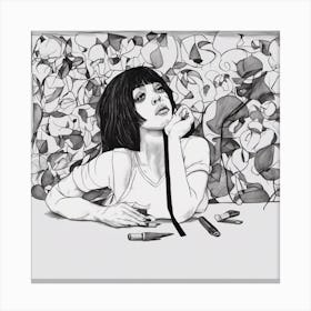 Girl With A Pen Canvas Print
