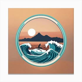 Round Logo Montabeach Minimaliste Ocean Wave Surfi (9) Canvas Print