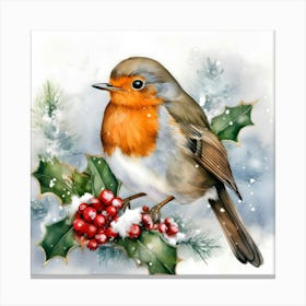 Robin In Winter Canvas Print