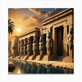 Egyptian Temples At Sunset 1 Canvas Print