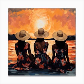 Three Girls At Sunset 4 Canvas Print