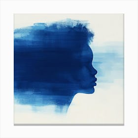 Silhouette Of A Woman With Blue Hair Canvas Print