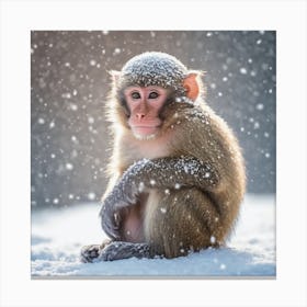 Monkey In The Snow Canvas Print