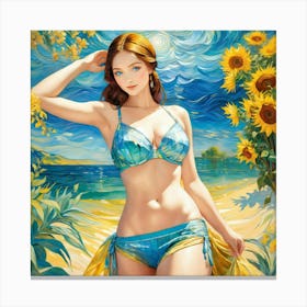 Sunflower Girl eyh Canvas Print