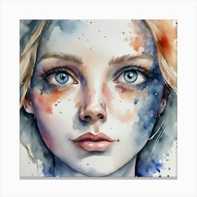 Watercolor Of A Girl 26 Canvas Print