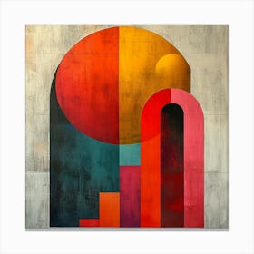 'Architectural Synthesis', a bold and striking geometric composition that fuses vibrant colors with structural forms. This piece plays with the balance between curved and linear elements, evoking a sense of harmony and modernity.  Geometric Harmony, Vibrant Modern Art, Structural Balance.  #ArchitecturalSynthesis, #GeometricArt, #ColorfulAbstract.  'Architectural Synthesis' is a statement piece that marries art and architecture, perfect for contemporary spaces that celebrate boldness and color. It's an invitation to viewers to explore the interplay of shapes and hues, offering a sophisticated yet playful centerpiece for any art collection. Canvas Print