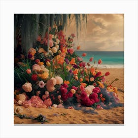 Flowers On The Beach Canvas Print