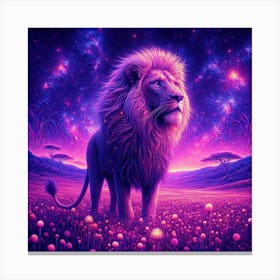 Lion In The Field Canvas Print