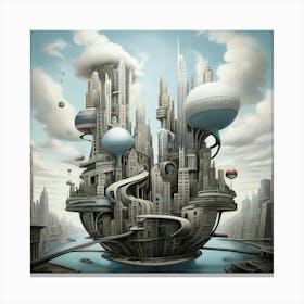 Futuristic City Art print 1 Canvas Print