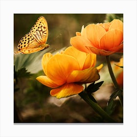 Butterfly On A Flower Canvas Print