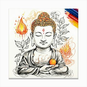 Buddha Drawing Canvas Print