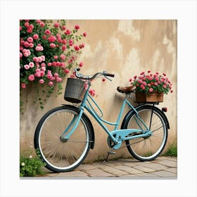 Vintage Cycle Floral Art Print (2) Canvas Print