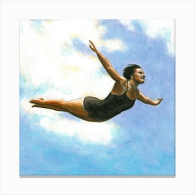 High Diver In Clouds (square) Canvas Print