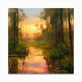 Sunset In The Swamp 1 Canvas Print
