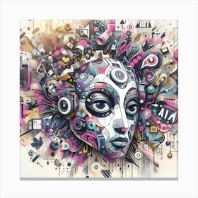 Street Art Robot Girl Canvas Print