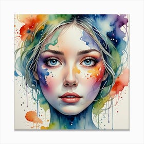 Watercolor Of A Girl 24 Canvas Print