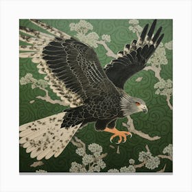 Ohara Koson Inspired Bird Painting Harrier 2 Square Canvas Print