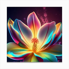 Silhouette of a fluorescent magnolia flower 6 Canvas Print