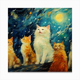 Cats Under The Stars Canvas Print