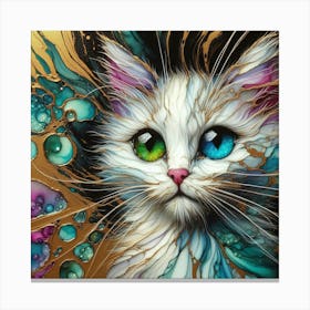 Cat With Colorful Eyes Canvas Print