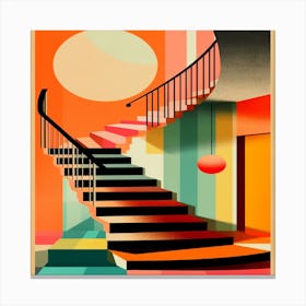 A poster for a house with a staircase and a sun on it. Canvas Print
