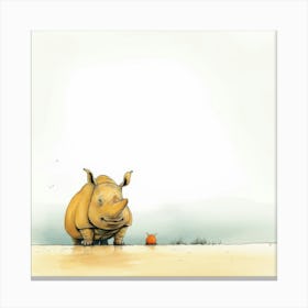 Rhino And Fox Canvas Print