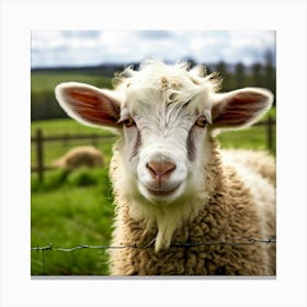 Fur Pet Cute Wool Farm Animal Wood Countryside Head Shot Country Head Graze Mammal Green (4) Canvas Print