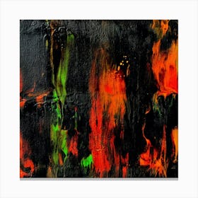 Abstract red orange green flowers Canvas Print