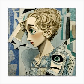 Cubism Girl With Blue Eyes Canvas Print