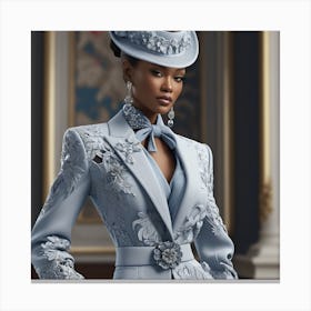 Blue Suit And Hat Canvas Print