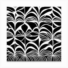 Linocut Abstract Mid Century Inspired Black And White Contrast art, 190 Canvas Print