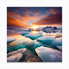 Icebergs At Sunset 52 Canvas Print