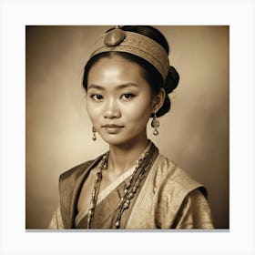 Ancient Burmese girl Canvas Print