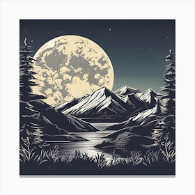 Full Moon Over Mountains 3 Canvas Print