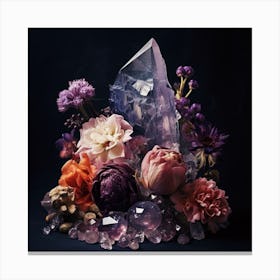 Flowers And Crystals 4 Canvas Print