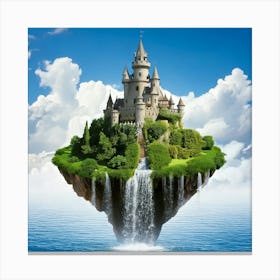 Firefly Whimsical Castle On Floating Islands With Waterfalls 36801 (2) Canvas Print