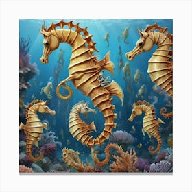 Hunzinator School Of Sea Horses Art Print 0 Canvas Print