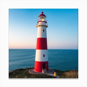 Lighthouse At Sunset 6 Canvas Print