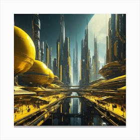 Futuristic City Yellow III Canvas Print