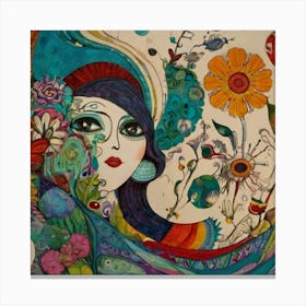 Woman With Flowers Canvas Print